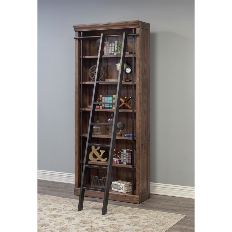 Scranton & Co Rustic Farmhouse 5-Shelf Brown Bookcase in Solid Wood