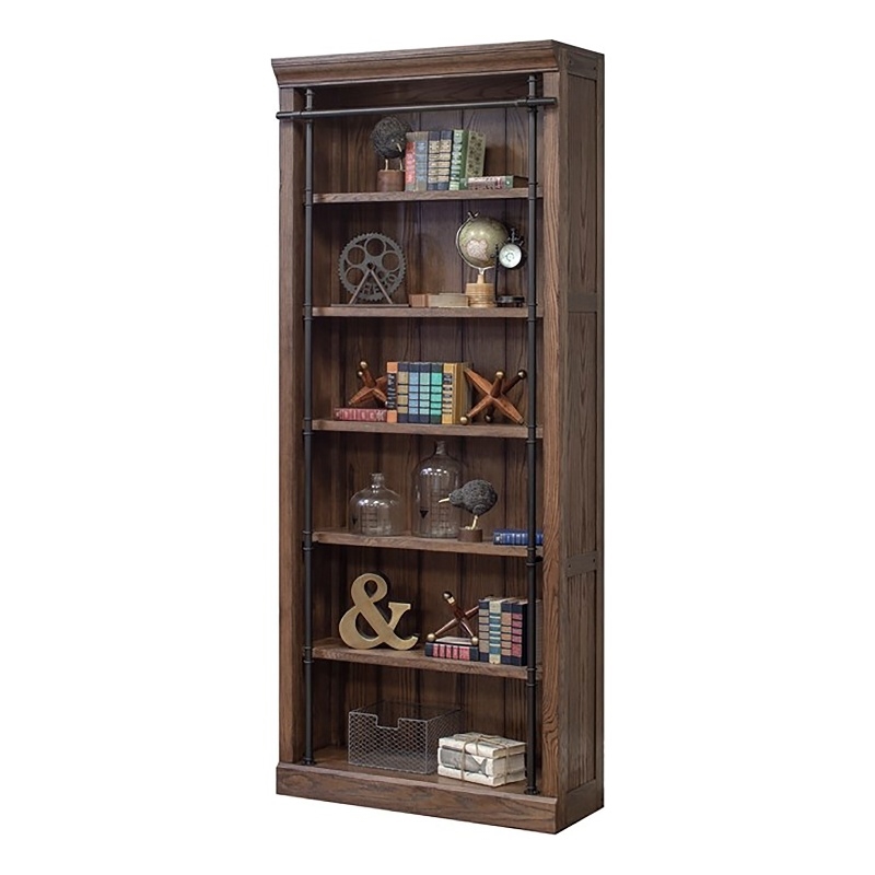 Scranton & Co Rustic Farmhouse 5-Shelf Brown Bookcase in Solid Wood