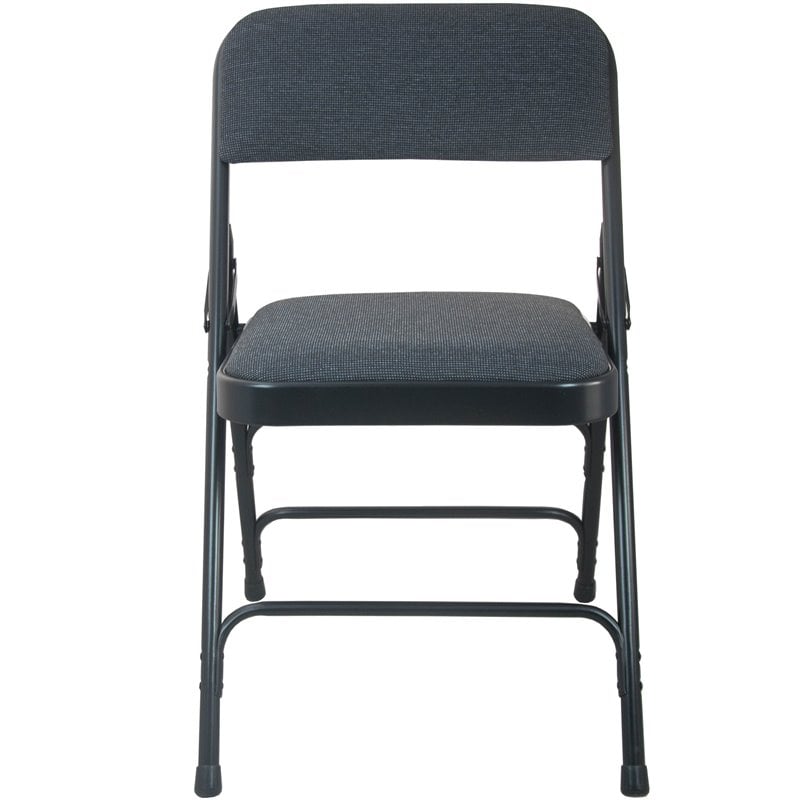 Scranton & Co Fabric Padded Metal Folding Chair in Black