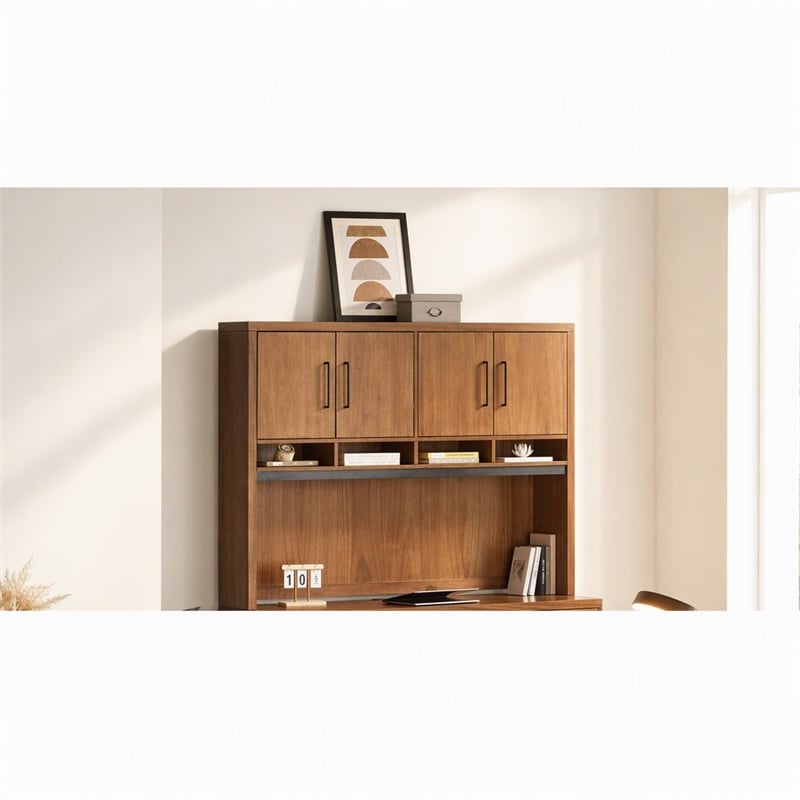 Scranton & Co Wood Hutch with Doors Fully Assembled in Medium Brown