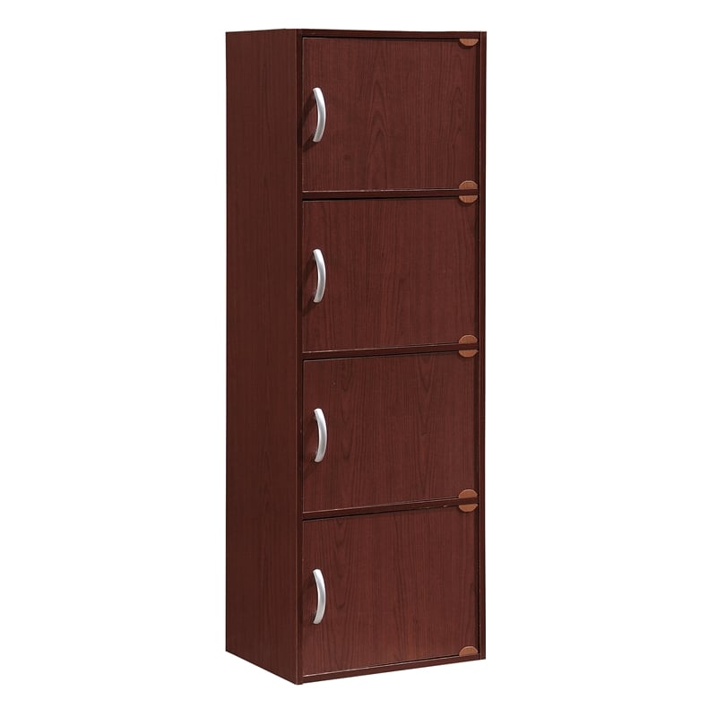 Scranton & Co 4 Shelf 4 Door Wooden Bookcase in Mahogany Finish