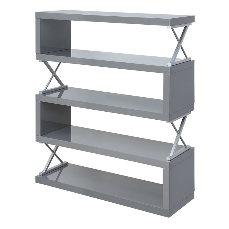 Scranton & Co Contemporary Wood 5-Shelf Bookcase in Glossy Gray