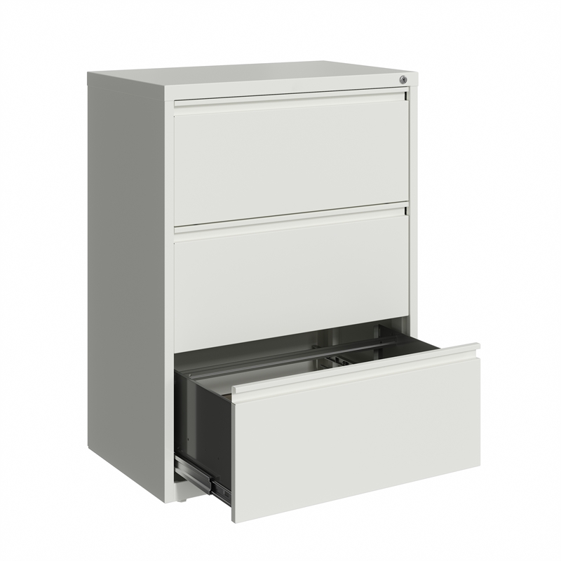 Scranton & Co 30 in Wide 3 Drawer Metal Lateral Filing Cabinet in White