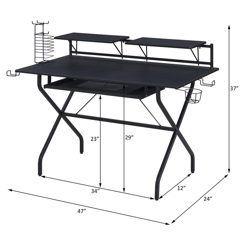 Scranton & Co Black 2-Shelf Wooden Computer Desk with Keyboard Tray