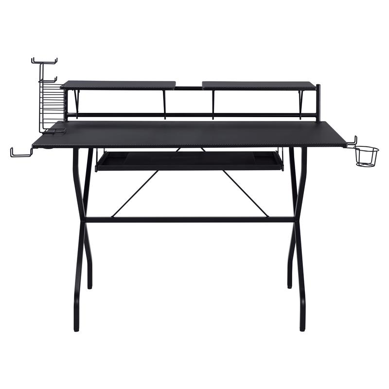 Scranton & Co Black 2-Shelf Wooden Computer Desk with Keyboard Tray