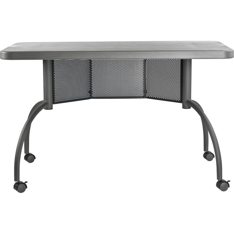 Scranton & Co Modern Plastic Teacher's WorkPod Desk in Charcoal Slate