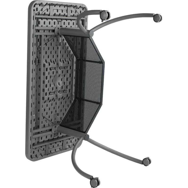 Scranton & Co Modern Plastic Teacher's WorkPod Desk in Charcoal Slate