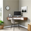 Scranton & Co Wall-Mount Corner Wood Office Desk in Walnut and White
