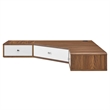 Scranton & Co Wall-Mount Corner Wood Office Desk in Walnut and White