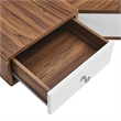 Scranton & Co Wall-Mount Corner Wood Office Desk in Walnut and White