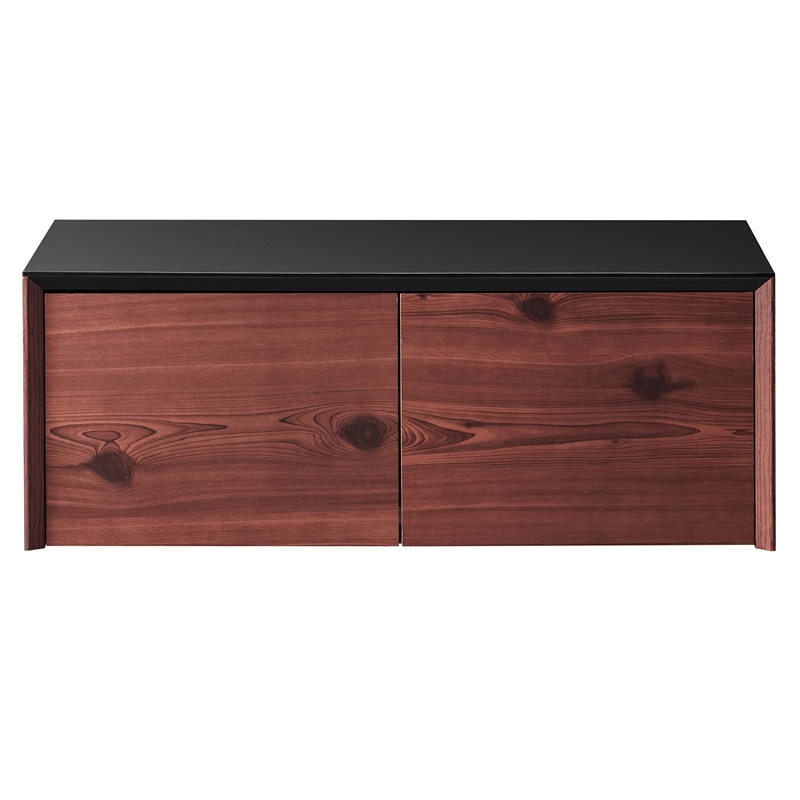 Scranton & Co Wall-Mount Office Storage Cabinet in Black Cherry Finish