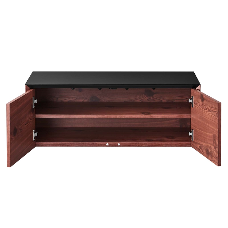 Scranton & Co Wall-Mount Office Storage Cabinet in Black Cherry Finish