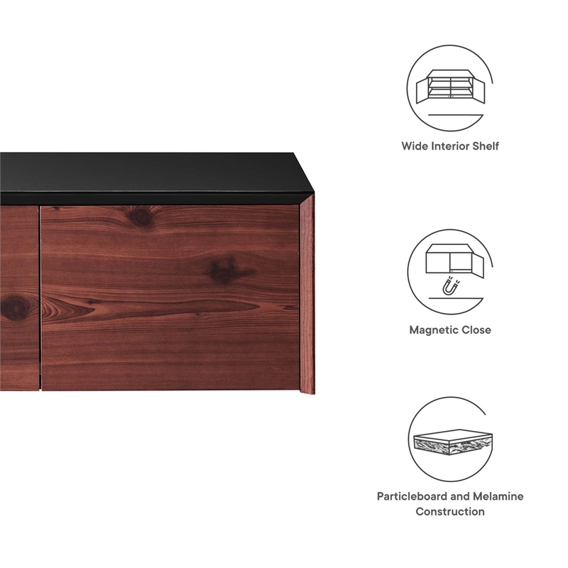 Scranton & Co Wall-Mount Office Storage Cabinet in Black Cherry Finish