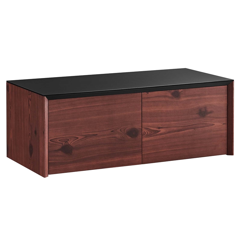 Scranton & Co Wall-Mount Office Storage Cabinet in Black Cherry Finish