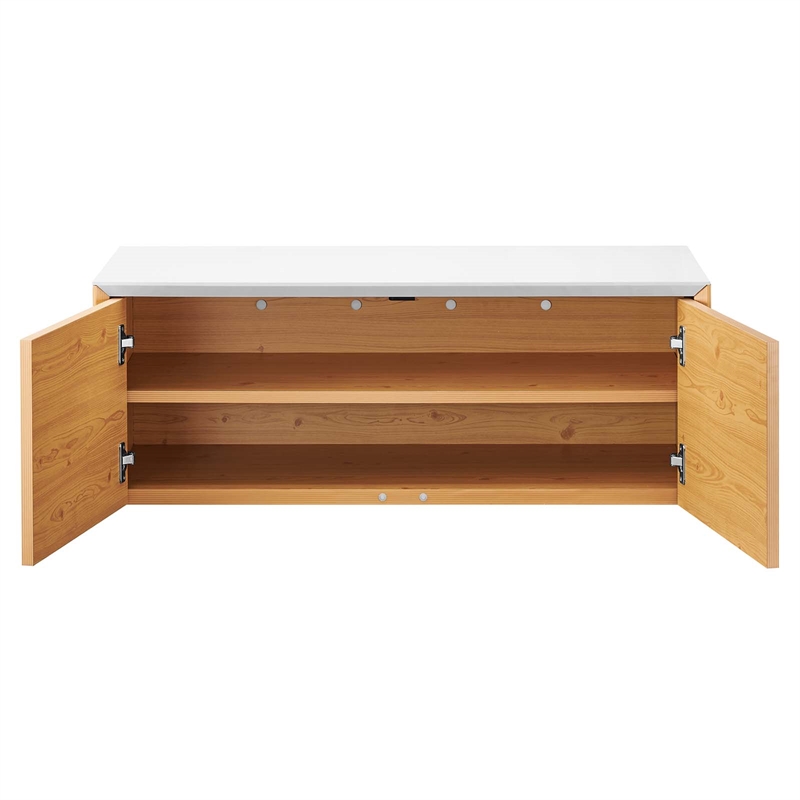 Scranton & Co Wall-Mount Office Storage Cabinet in White Natural Finish