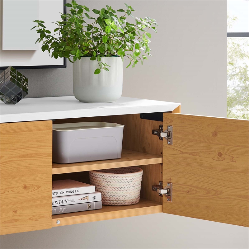 Scranton & Co Wall-Mount Office Storage Cabinet in White Natural Finish