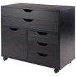 Scranton & Co 3-Section Mobile Wood Storage Cabinet in Black