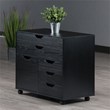 Scranton & Co 3-Section Mobile Wood Storage Cabinet in Black