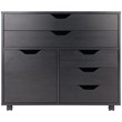 Scranton & Co 3-Section Mobile Wood Storage Cabinet in Black