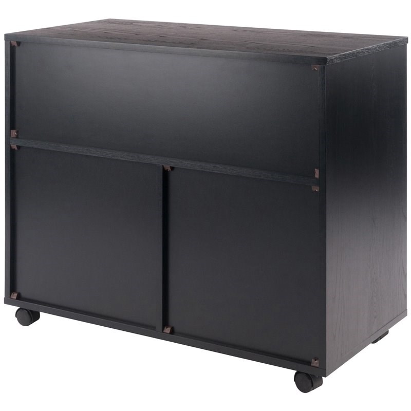 Scranton & Co 3-Section Mobile Wood Storage Cabinet in Black