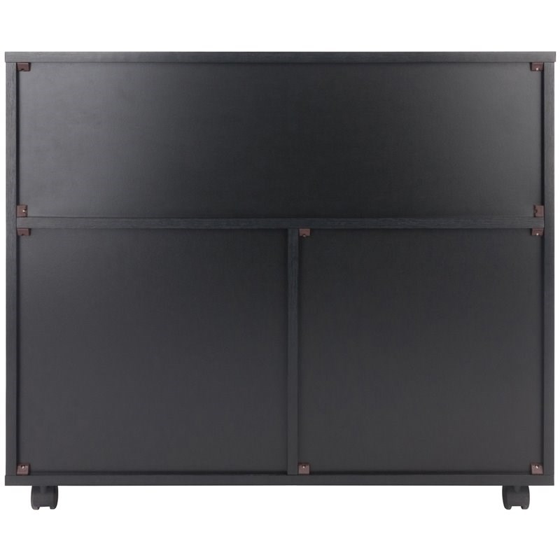 Scranton & Co 3-Section Mobile Wood Storage Cabinet in Black