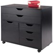 Scranton & Co 3-Section Mobile Wood Storage Cabinet in Black