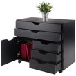 Scranton & Co 3-Section Mobile Wood Storage Cabinet in Black