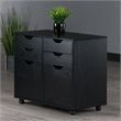 Scranton & Co 2-Section Mobile Storage Cabinet with 6 Wheels in Black