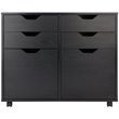 Scranton & Co 2-Section Mobile Storage Cabinet with 6 Wheels in Black