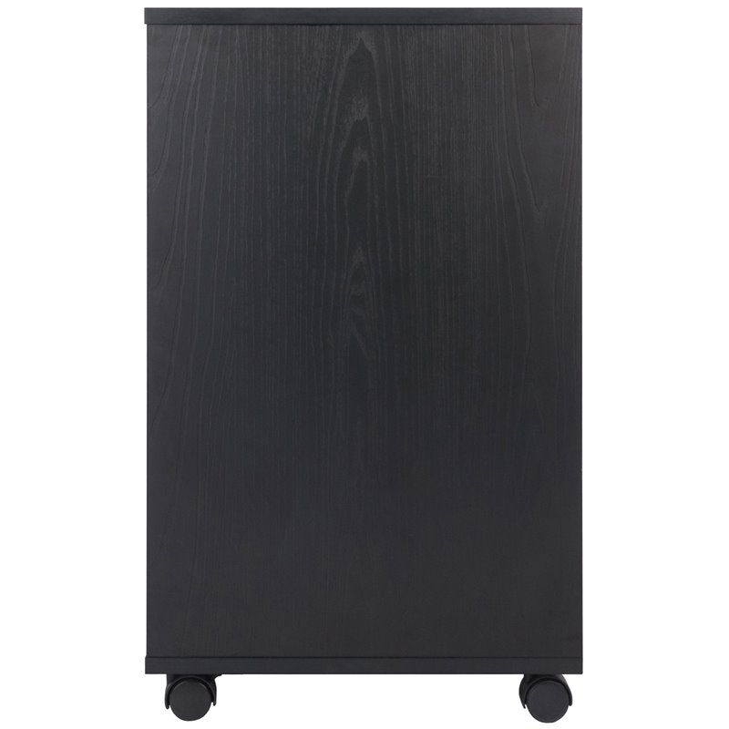 Scranton & Co 2-Section Mobile Storage Cabinet with 6 Wheels in Black