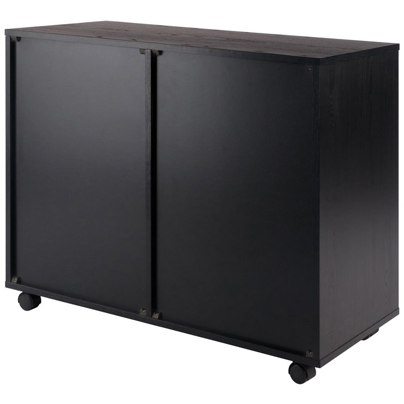 Scranton & Co 2-Section Mobile Storage Cabinet with 6 Wheels in Black