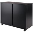 Scranton & Co 2-Section Mobile Storage Cabinet with 6 Wheels in Black