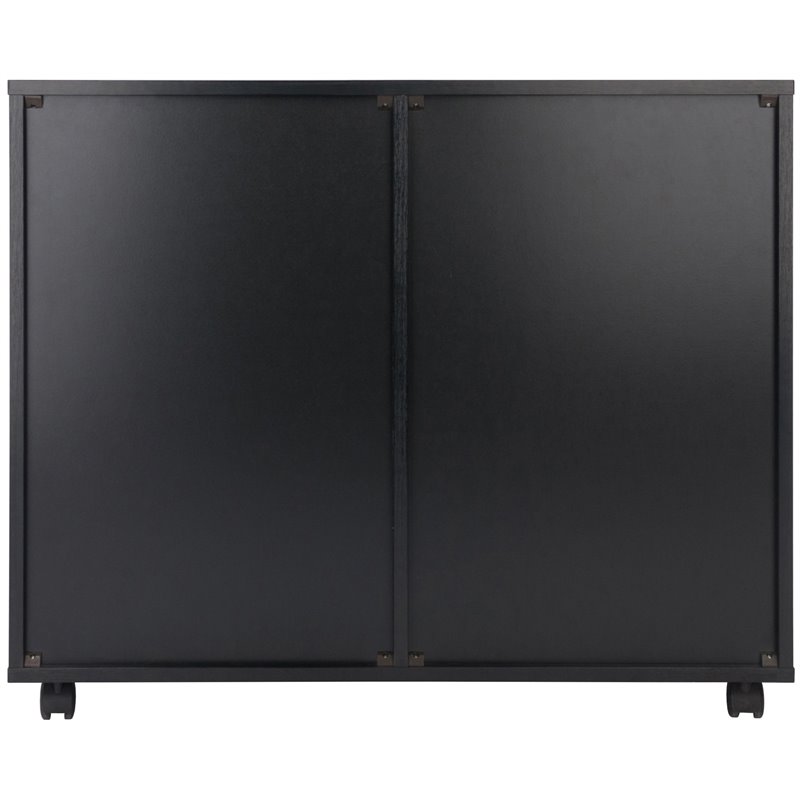 Scranton & Co 2-Section Mobile Storage Cabinet with 6 Wheels in Black