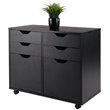 Scranton & Co 2-Section Mobile Storage Cabinet with 6 Wheels in Black