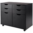 Scranton & Co 2-Section Mobile Storage Cabinet with 6 Wheels in Black