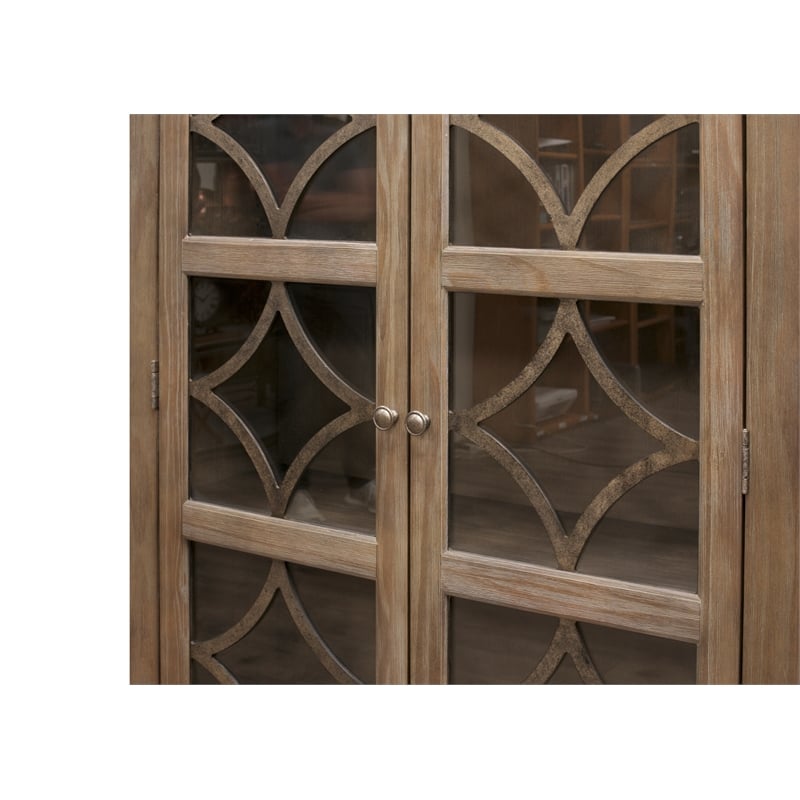 Scranton & Co Carson Wood Bookcase with Glass Doors in Weathered Dove