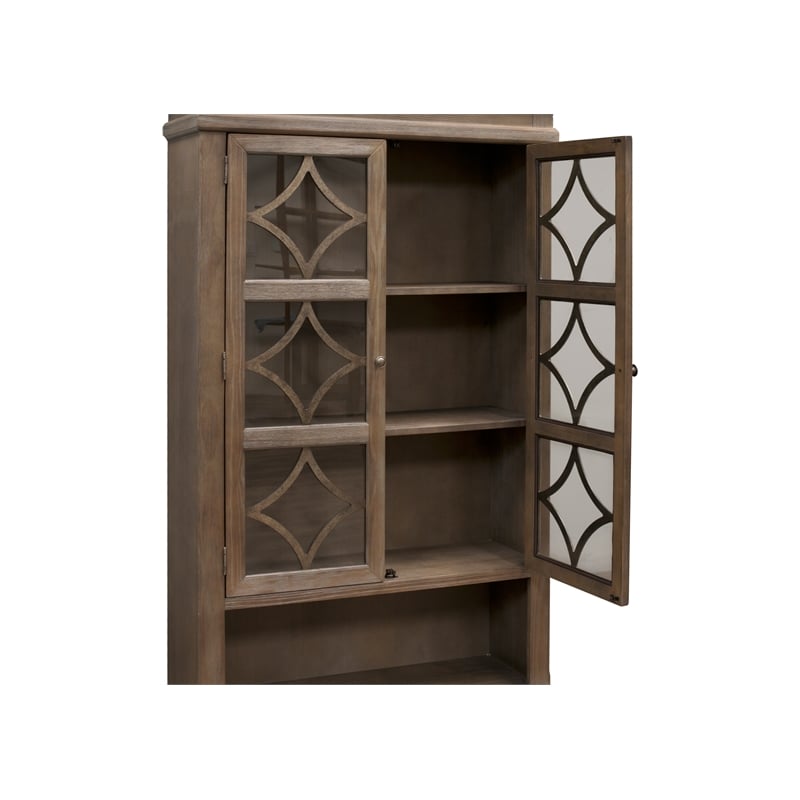 Scranton & Co Carson Wood Bookcase with Glass Doors in Weathered Dove
