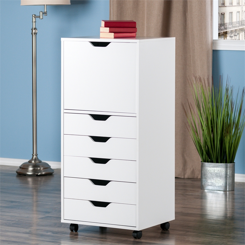 Scranton & Co 5-Drawer Tall Wood Storage Cabinet in White Finish