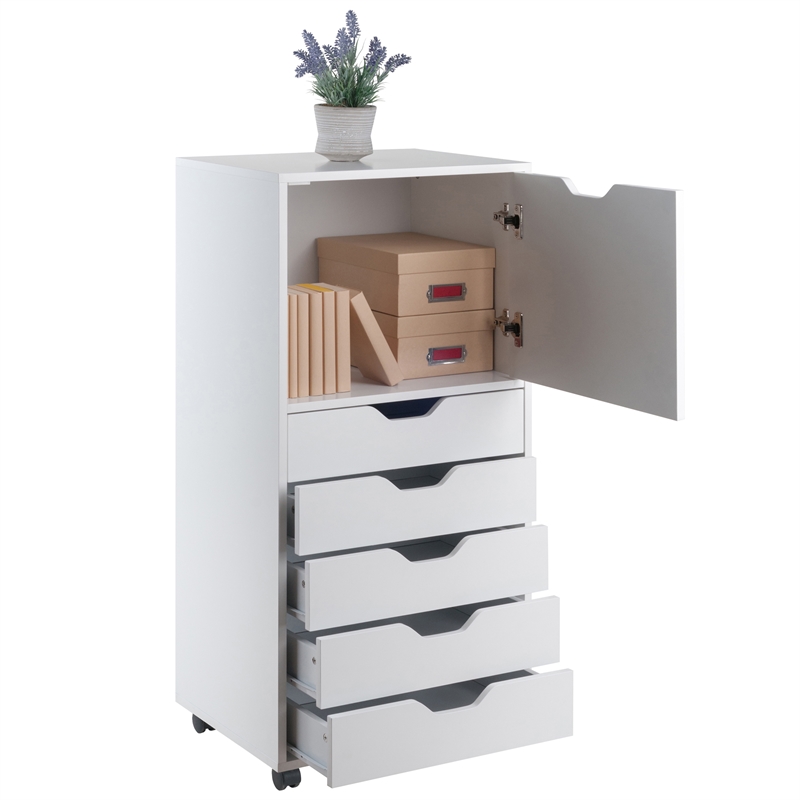 Scranton & Co 5-Drawer Tall Wood Storage Cabinet in White Finish