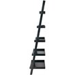 Scranton & Co 5 Shelf Solid Wood Leaning Bookcase in Black
