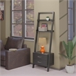 Scranton & Co Leaning Drawer Bookcase with 2 Shelves in Black Wood
