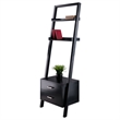 Scranton & Co Leaning Drawer Bookcase with 2 Shelves in Black Wood