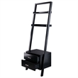 Scranton & Co Leaning Drawer Bookcase with 2 Shelves in Black Wood
