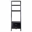 Scranton & Co Leaning Drawer Bookcase with 2 Shelves in Black Wood