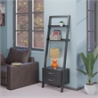 Scranton & Co Leaning Drawer Bookcase with 2 Shelves in Black Wood