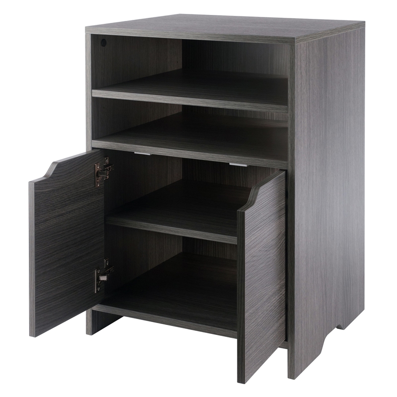 scranton & co charcoal open shelf storage cabinet with 4 adjustable shelves