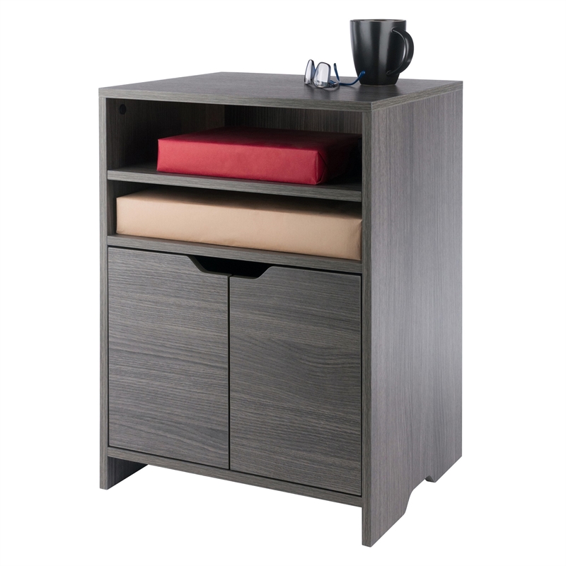 scranton & co charcoal open shelf storage cabinet with 4 adjustable shelves