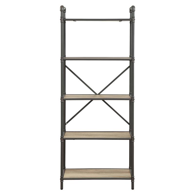 Scranton & Co 5-Tier Bookshelf in Antique Oak and Sandy Gray