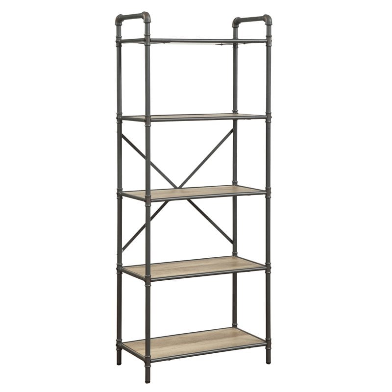 Scranton & Co 5-Tier Bookshelf in Antique Oak and Sandy Gray
