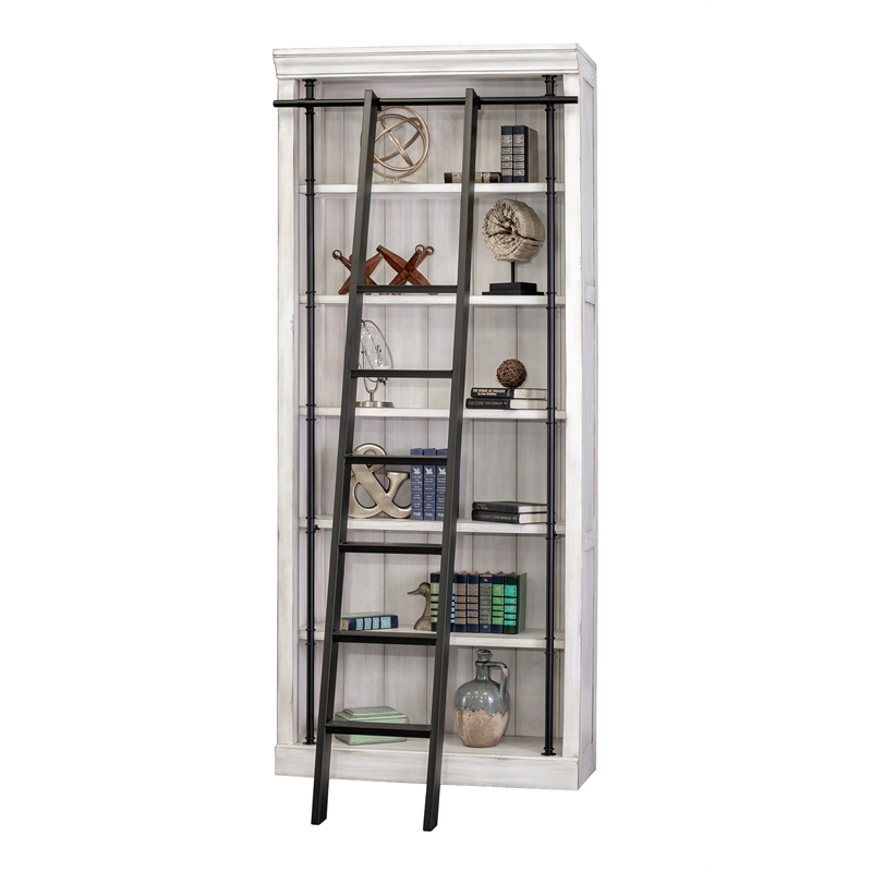 Scranton & Co 8' Tall Wood Bookcase Wall Ladder Storage White 120